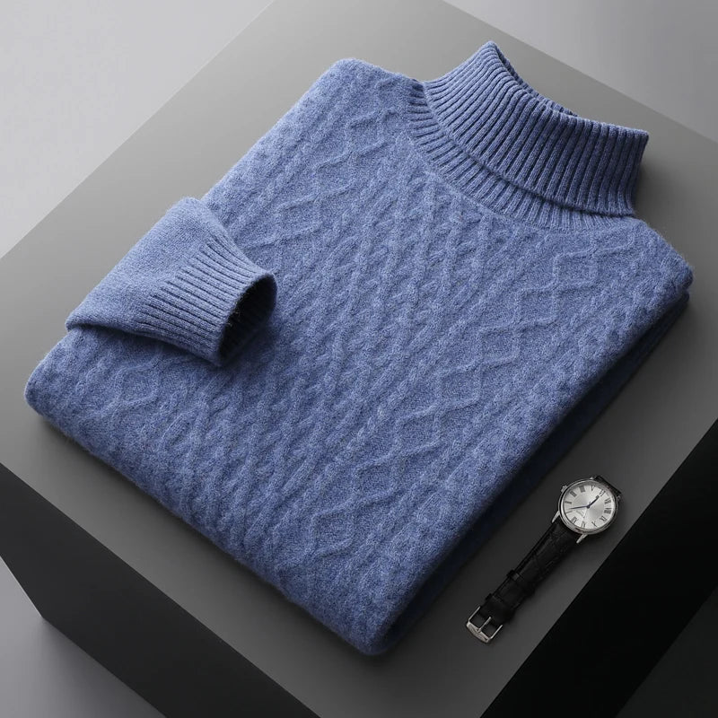 New autumn and winter 100% merino wool men's high-necked - My Store