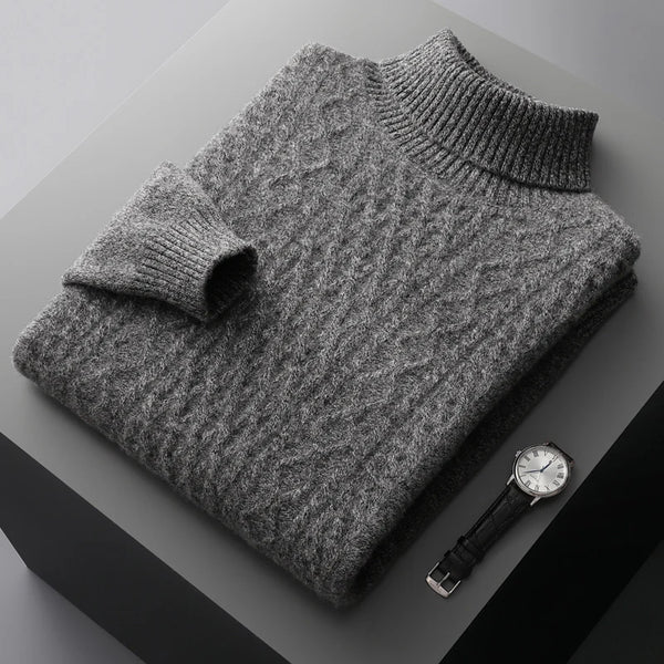 New autumn and winter 100% merino wool men's high-necked - My Store